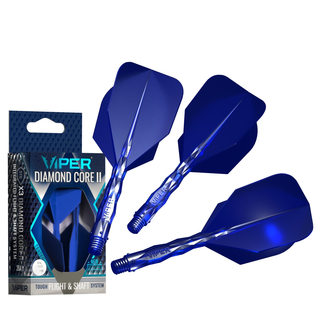 Viper Diamond Core II Integrated Dart Flight & Shaft System - InBetween Shaft, Standard Flight - Blue