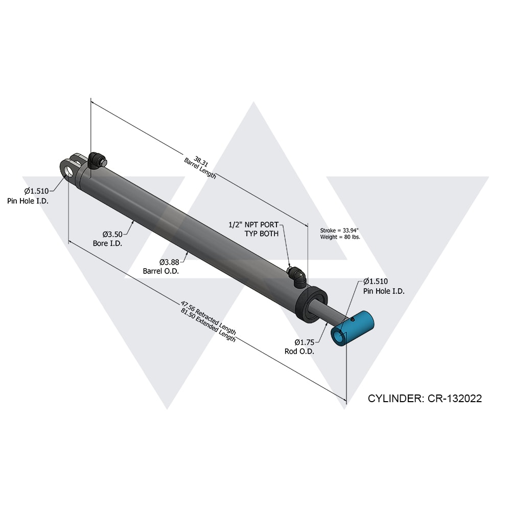 Wastebuilt® Replacement for Cram-A Lot JV Self-Contained Compactor Cylinder 3-1/2" x 34" x 1-3/4"