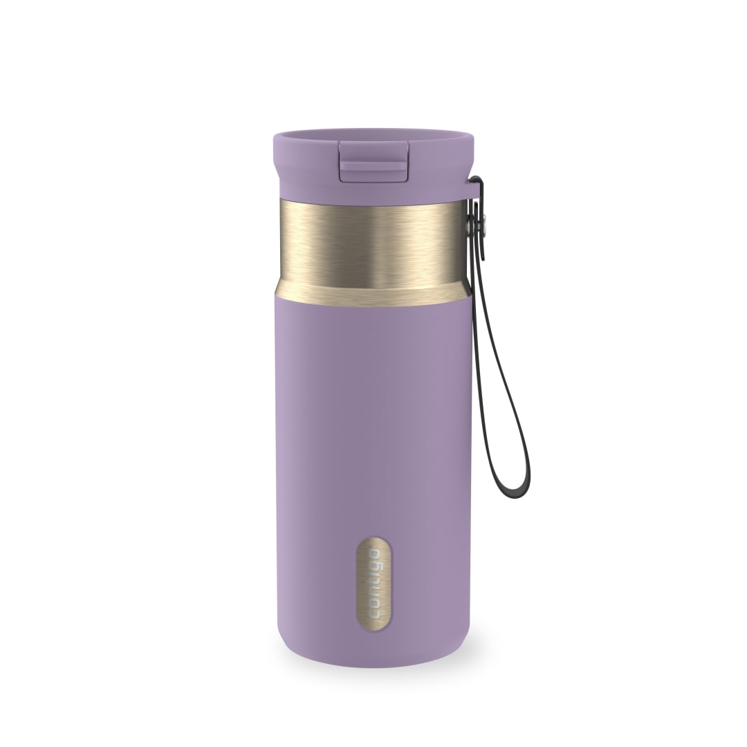 Contigo SnapSeal Insulated Stainless Steel Water Bottle with Carrying Strap, 16 oz (473 ml)