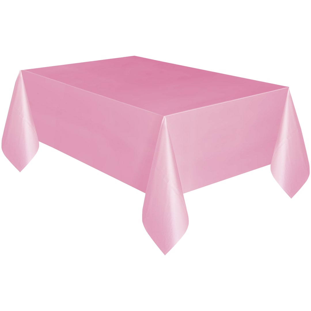 Lovely Pink Solid Rectangular Plastic Table Cover, 54" x 108"
