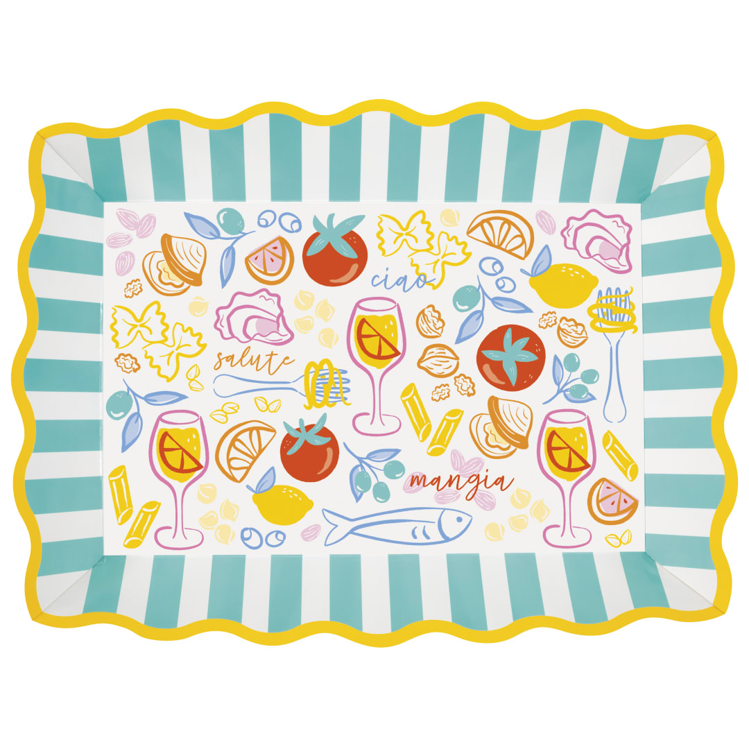 Dolce Vita Scalloped-Edge Paperboard Serving Tray