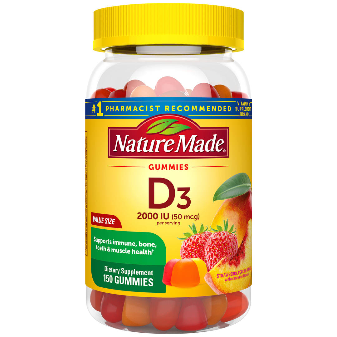 Nature Made Vitamin D3 2000 IU (50 mcg) per serving Gummies, 150 Count