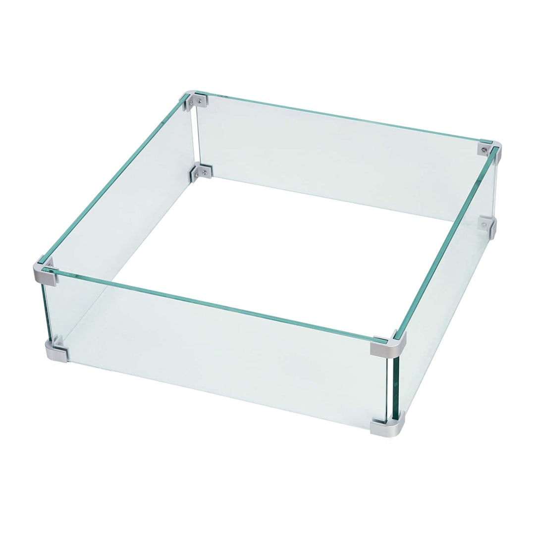 Square 21.8-in X 21.8-in Tempered Glass Fire Table Windshield Flame Blocker
