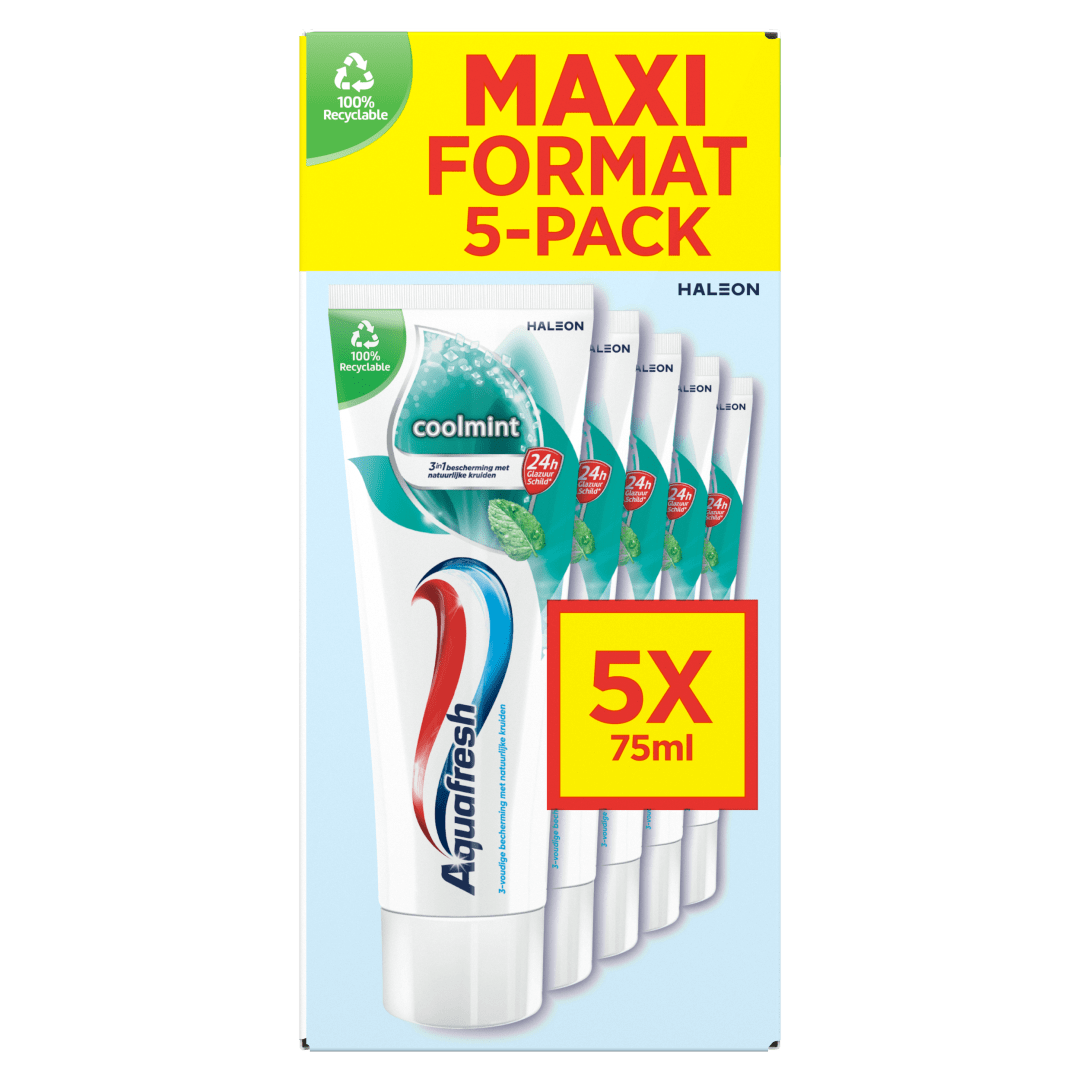 Aquafresh Coolmint dentifrice 5x75ml pack économique