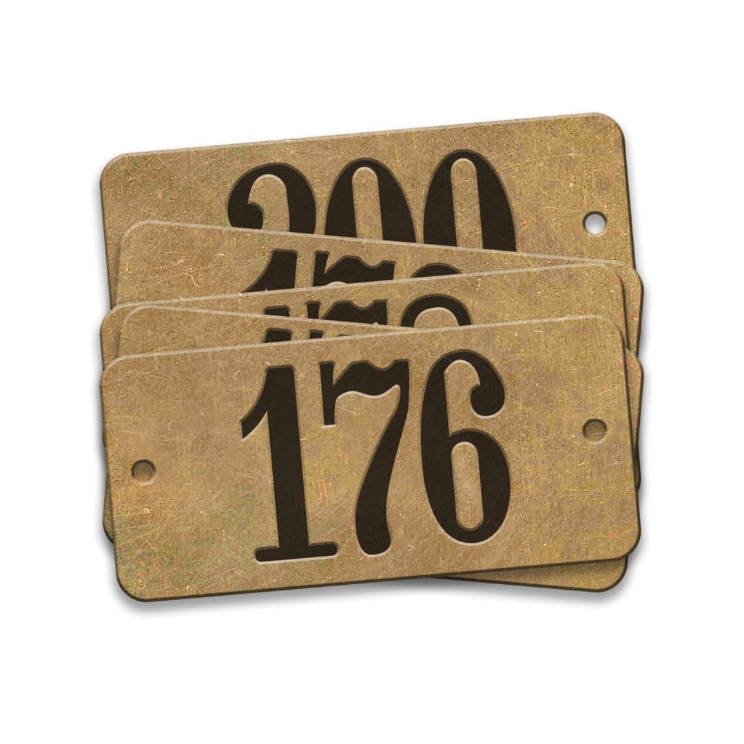Pre-Marked Tag-Rectangle with Rounded Ends 176-200 1"x 2-1/8" Brass 25 Pack