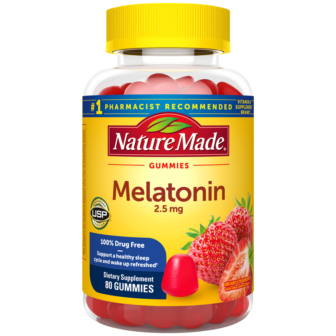 Nature Made Melatonin Gummies 2.5 mg, 100% Drug Free Sleep Aid for Adults, Melatonin Supplement 80 Count, 80 Day Supply