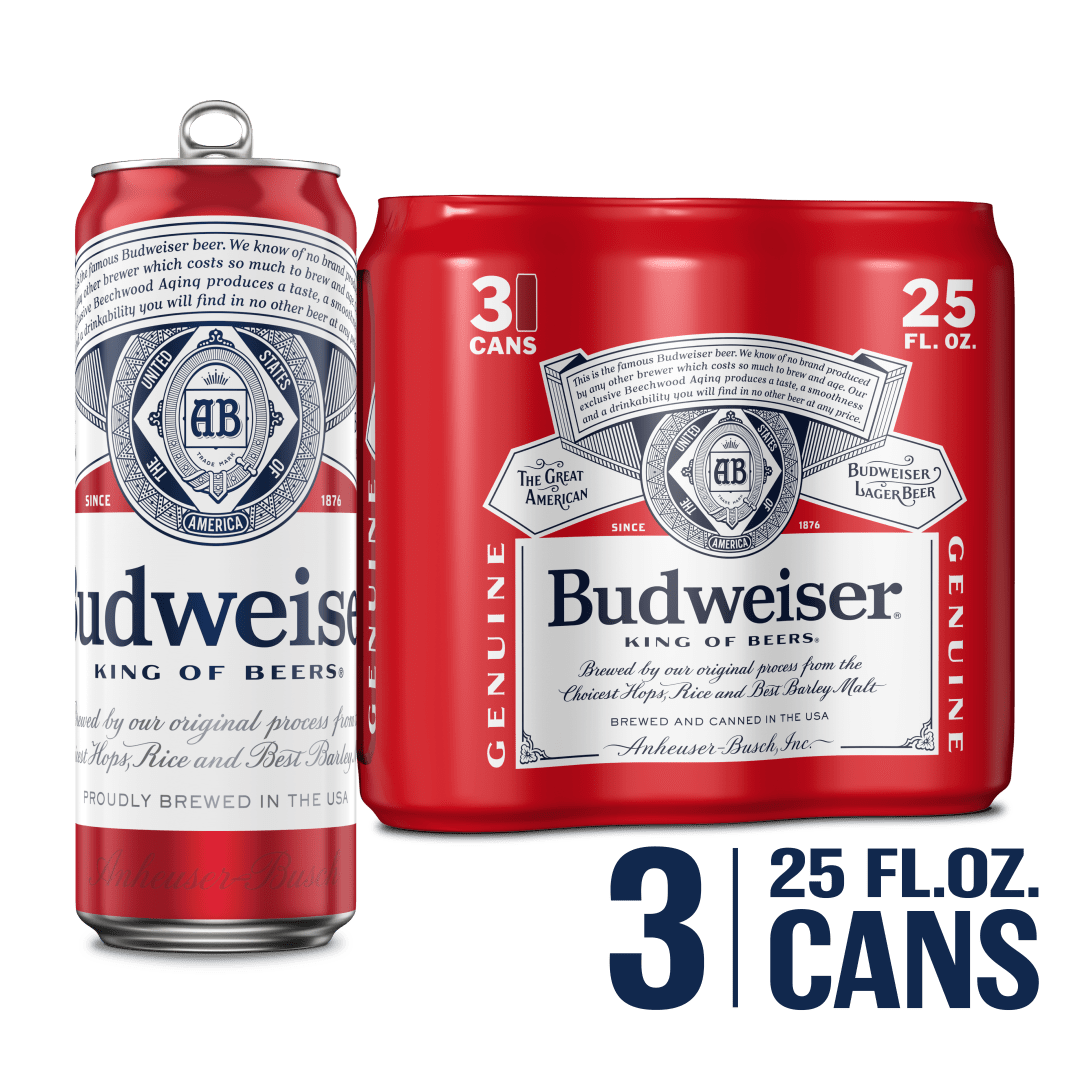 Budweiser Lager Beer 3 - 25 fl oz Cans