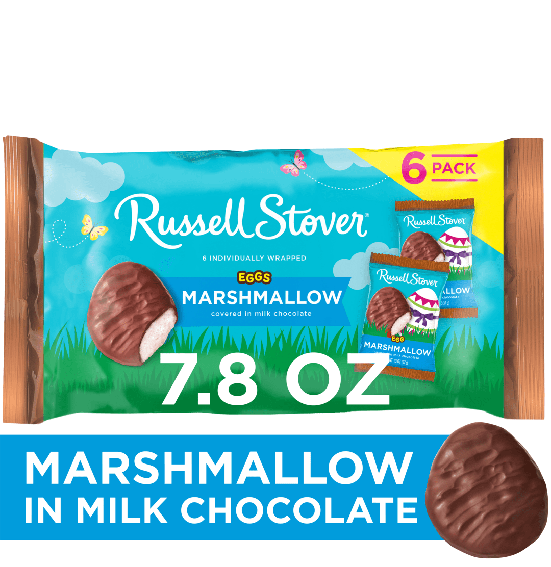 RUSSELL STOVER Easter Marshmallow Milk Chocolate Candy Easter Eggs 6 Pack, 7.8 oz.