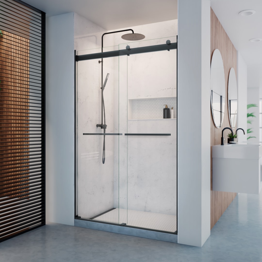 DreamLine Dexterity 44 - 48 inch W x 76 inch H Frameless Bypass Shower Door in Matte Black