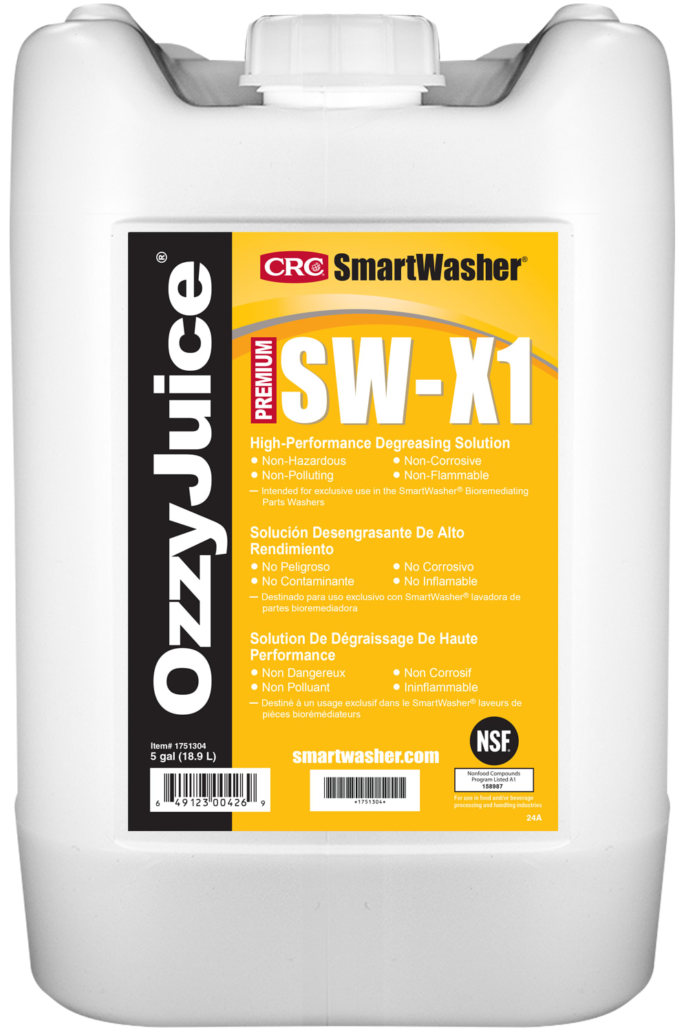 SmartWasher OzzyJuice SW-X1 HP Degreasing Solution 1X5GL