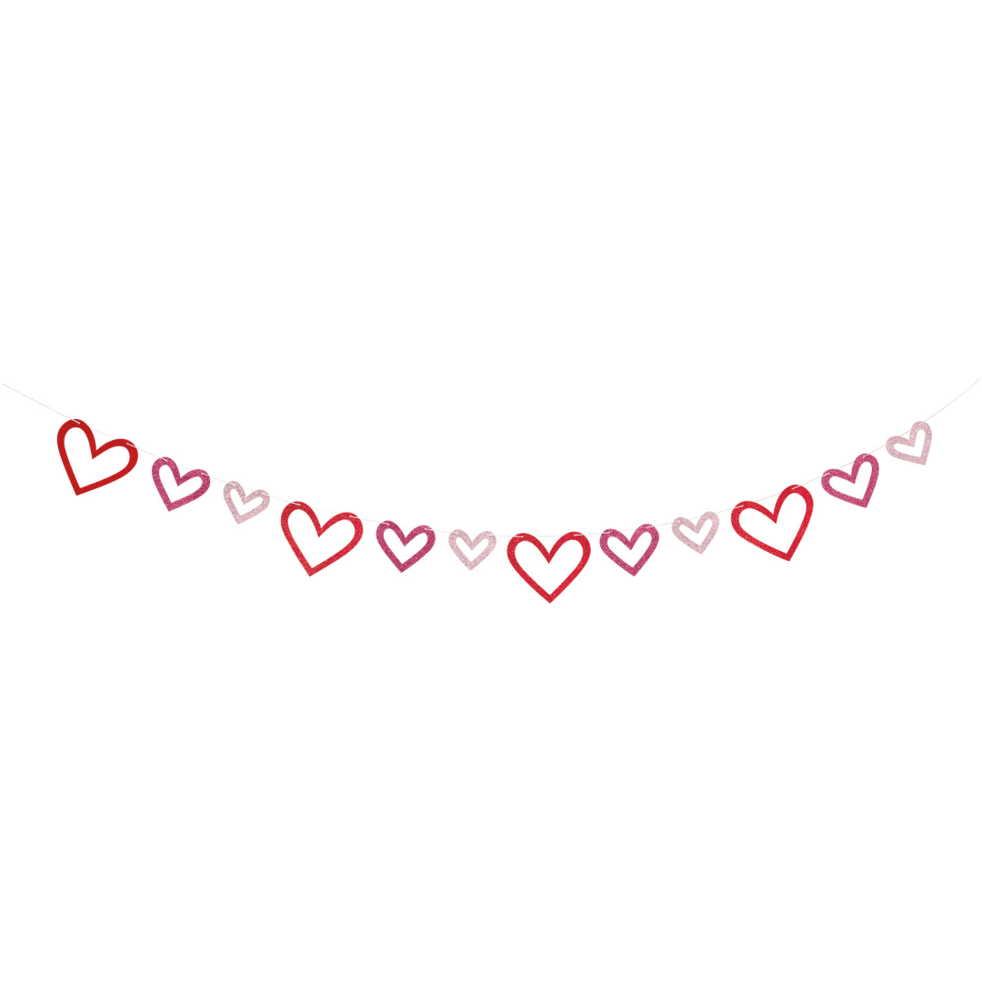 Glitter Cutout Heart Banner, 8 ft