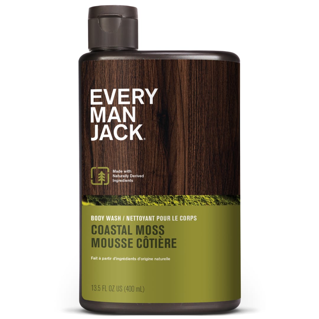 Every Man Jack Nourishing Coastal Moss Mens Body Wash for All Skin Types - Naturally Derived Ingredients - Cleanse and Hydrate Skin with Coconut and Glycerin - 13.5 oz