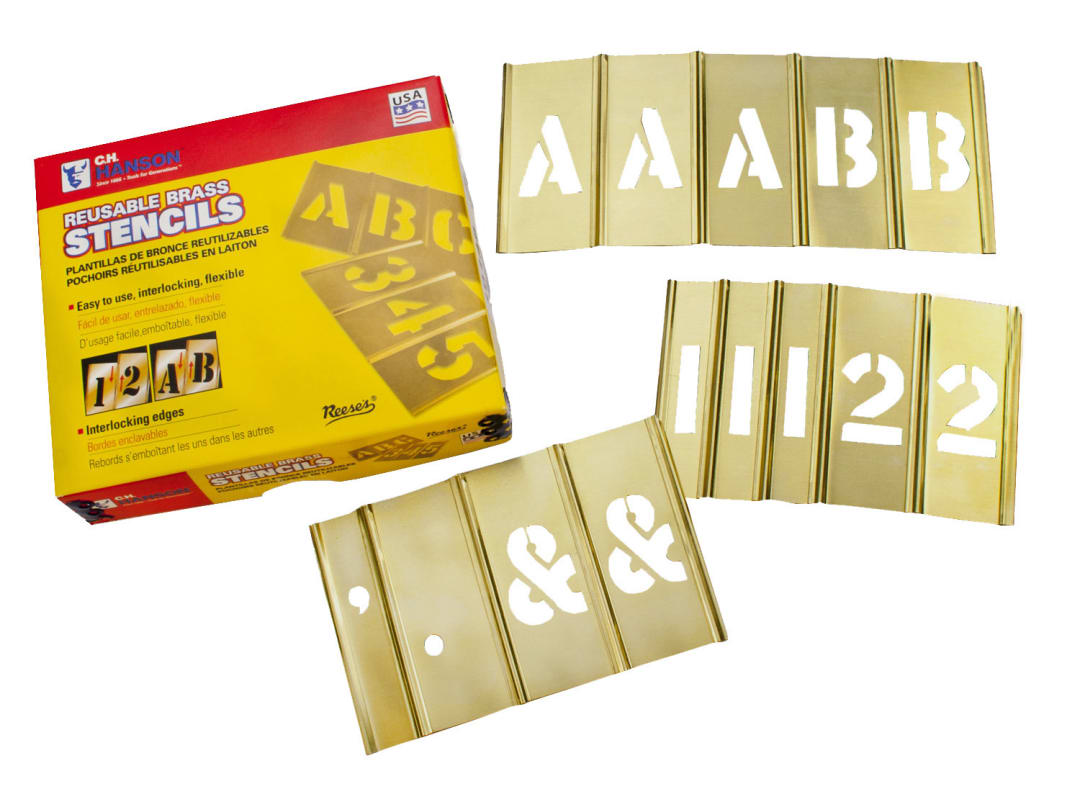 Stencil Set-Letter/Number 4" Brass 92 Pieces
