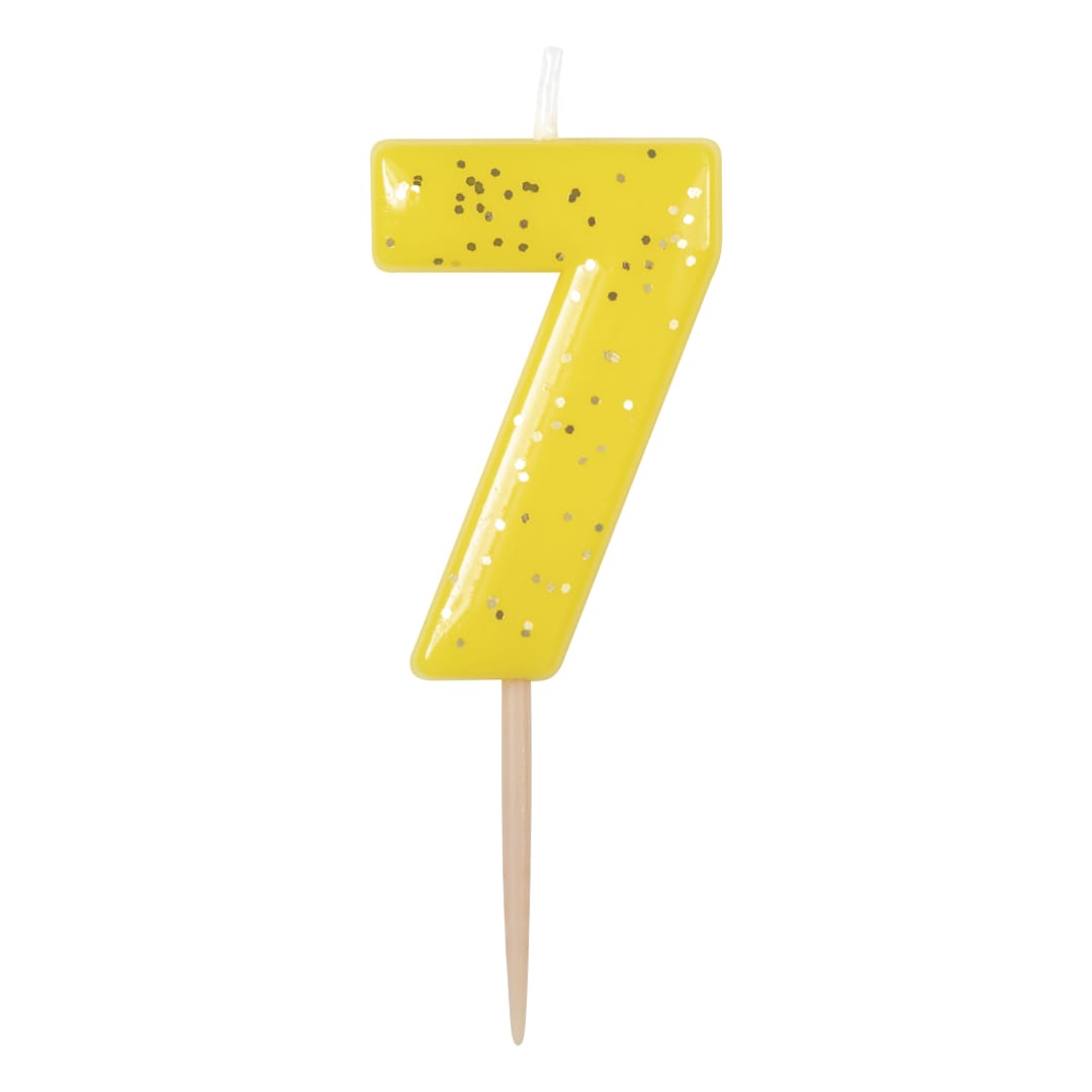 Mini Gold Glitter Pastel Number 7 Pick Birthday Candle