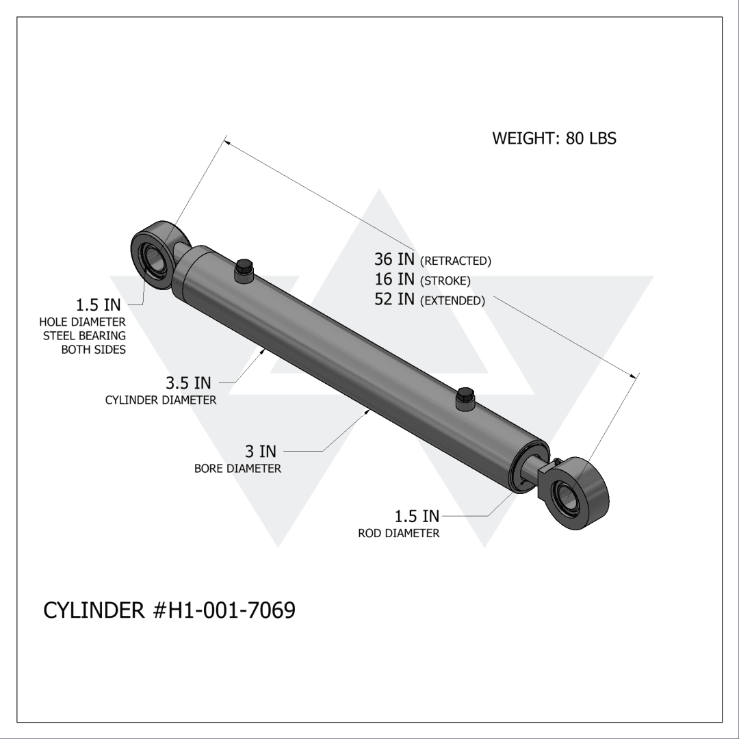 Wastebuilt® Replacement for Heil Lift &amp; Reach Cylinder (3" X 1.5" X 16")