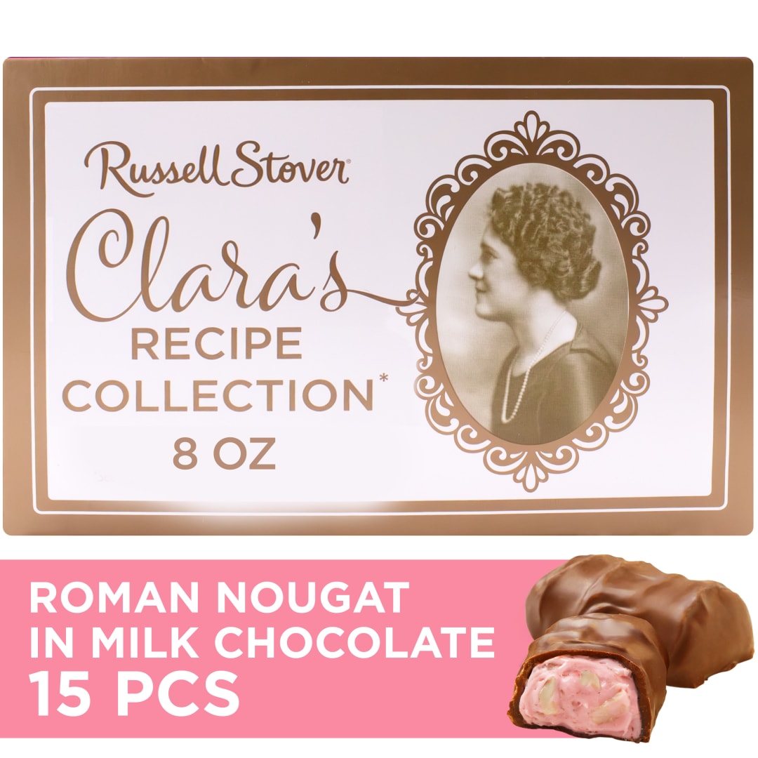 RUSSELL STOVER 'Clara's Recipe Collection' Milk Chocolate Roman Nougat Candy Gift Box, 8 oz.