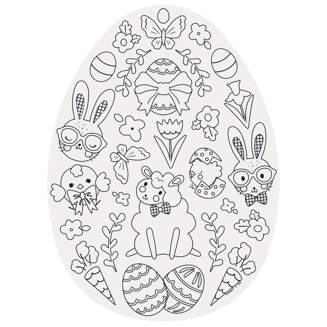 Easter Pals Egg-Shaped Paper Coloring Placemats, 8ct