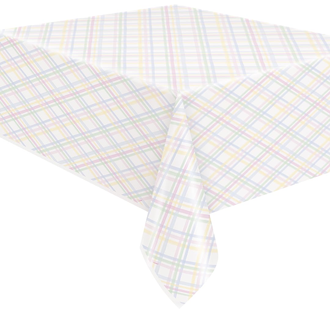 Gingham Easter Flannel-Backed Rectangular Vinyl Table Cover, 54" x 84"
