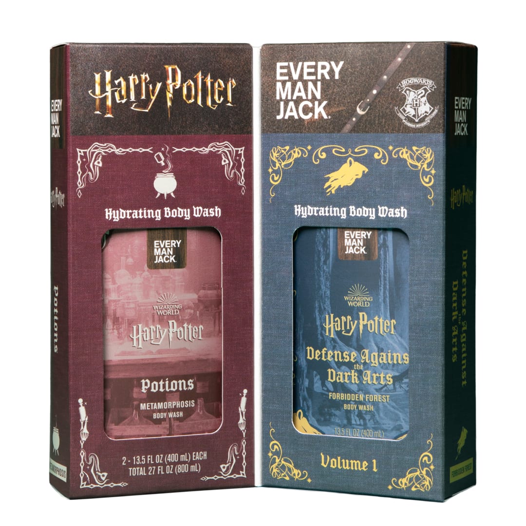 Every Man Jack Harry Potter Holiday Gift Set for Men - Hydrating Body Wash - Hogwarts Inspired Scents & Clean Ingredients - Metamorphosis & Forbidden Forest - 13.5 fl oz. (Pack of 2)