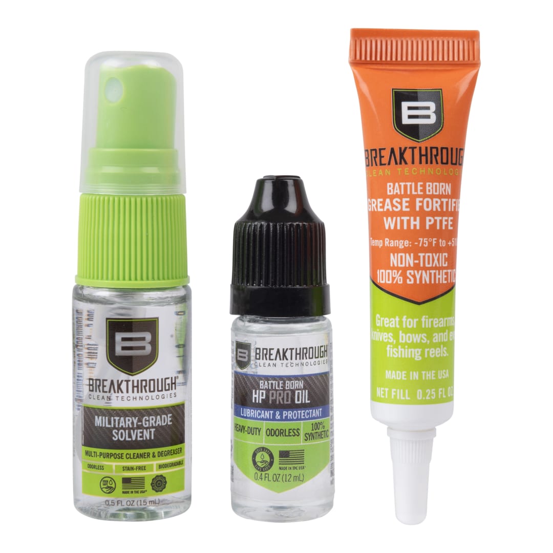 BCT™ Gun Cleaning Kit by BCT™ - Addict Pack Sample Set - Military Grade Solvent Oil Grease - Firearm Care Maintenance - Travel Size