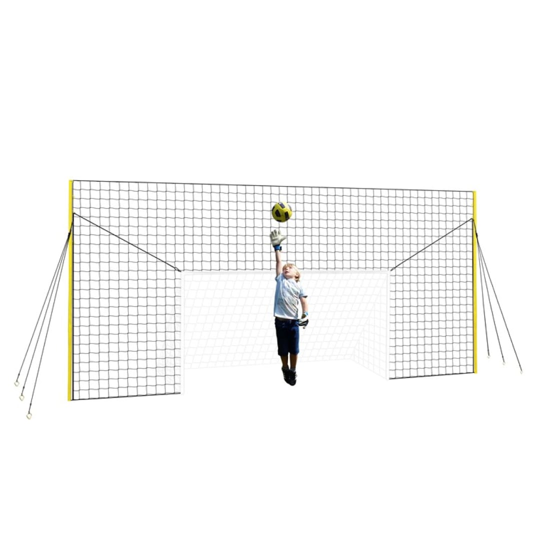 Junior - 2.4m x 1.4m Football Goal, in 2.4m high Backstop & Rebounder