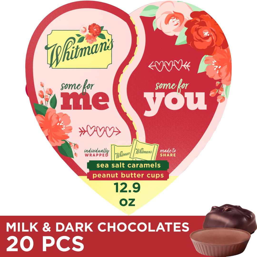 WHITMAN'S Valentine's Day BFF Heart Milk & Dark Chocolate Candy Gift Box, 12.9 oz.