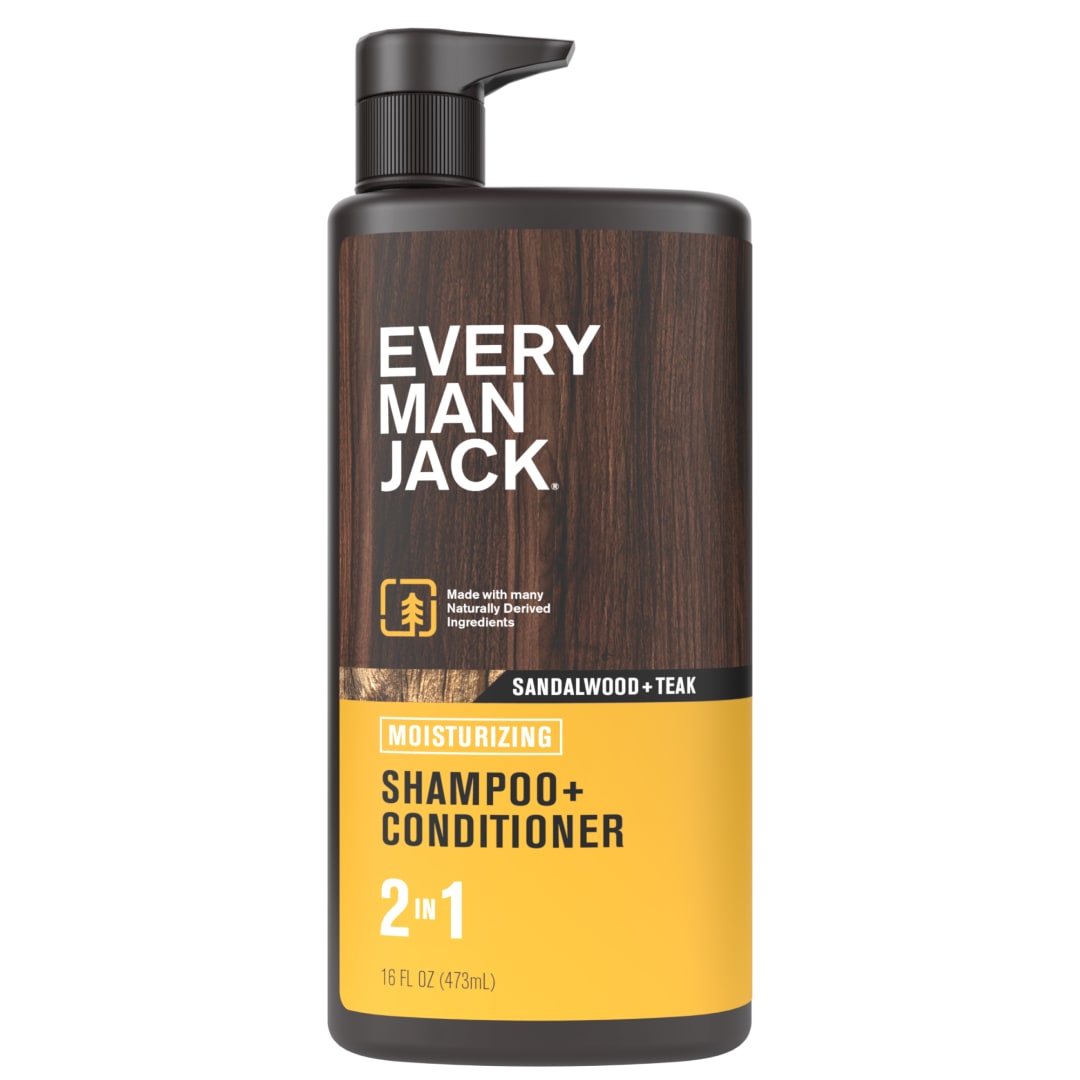 Every Man Jack Sandalwood Daily 2-in-1 Shampoo and Conditioner for Men, Naturally Derived, 16 oz