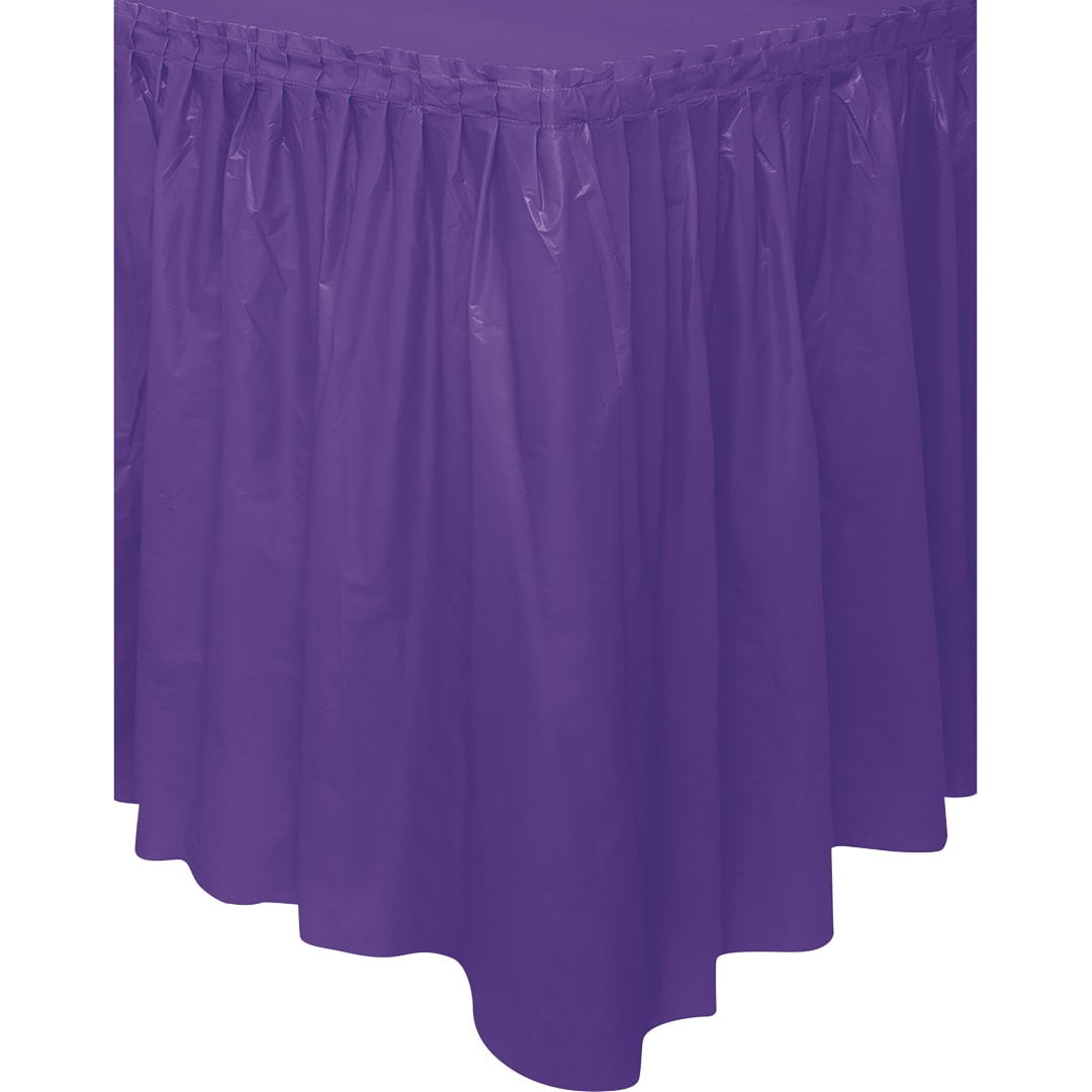 Neon Purple Solid Plastic Table Skirt, 29" x 21 ft