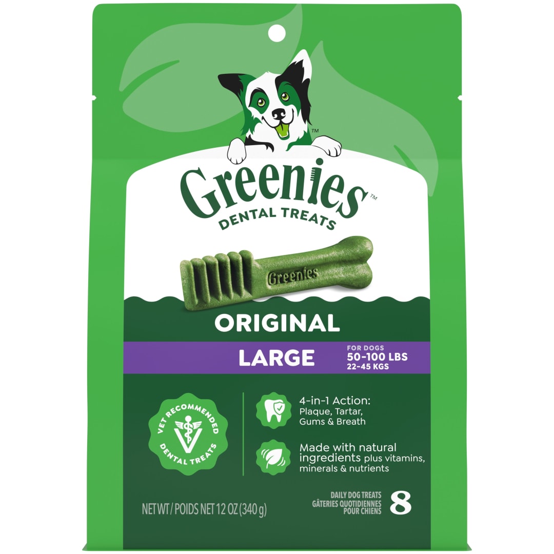 GREENIES Original Large Natural Dental Care Dog Treats, 12 oz. Pack (8 Treats)