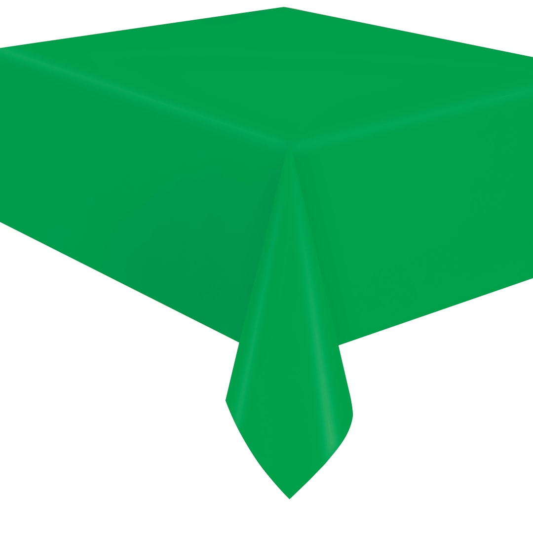 Emerald Green Solid Flannel-Backed Vinyl Table Cover, 54" x 108"