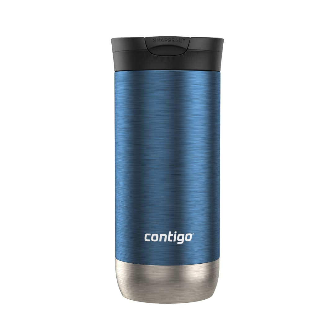 Contigo® Vaso Térmico Huron 2.0, Vaso de Acero Inoxidable Aislado al Vacío para Café y Té, con Tapa a SNAPSEAL™ a Prueba de Derrames, 473 ml, Azul