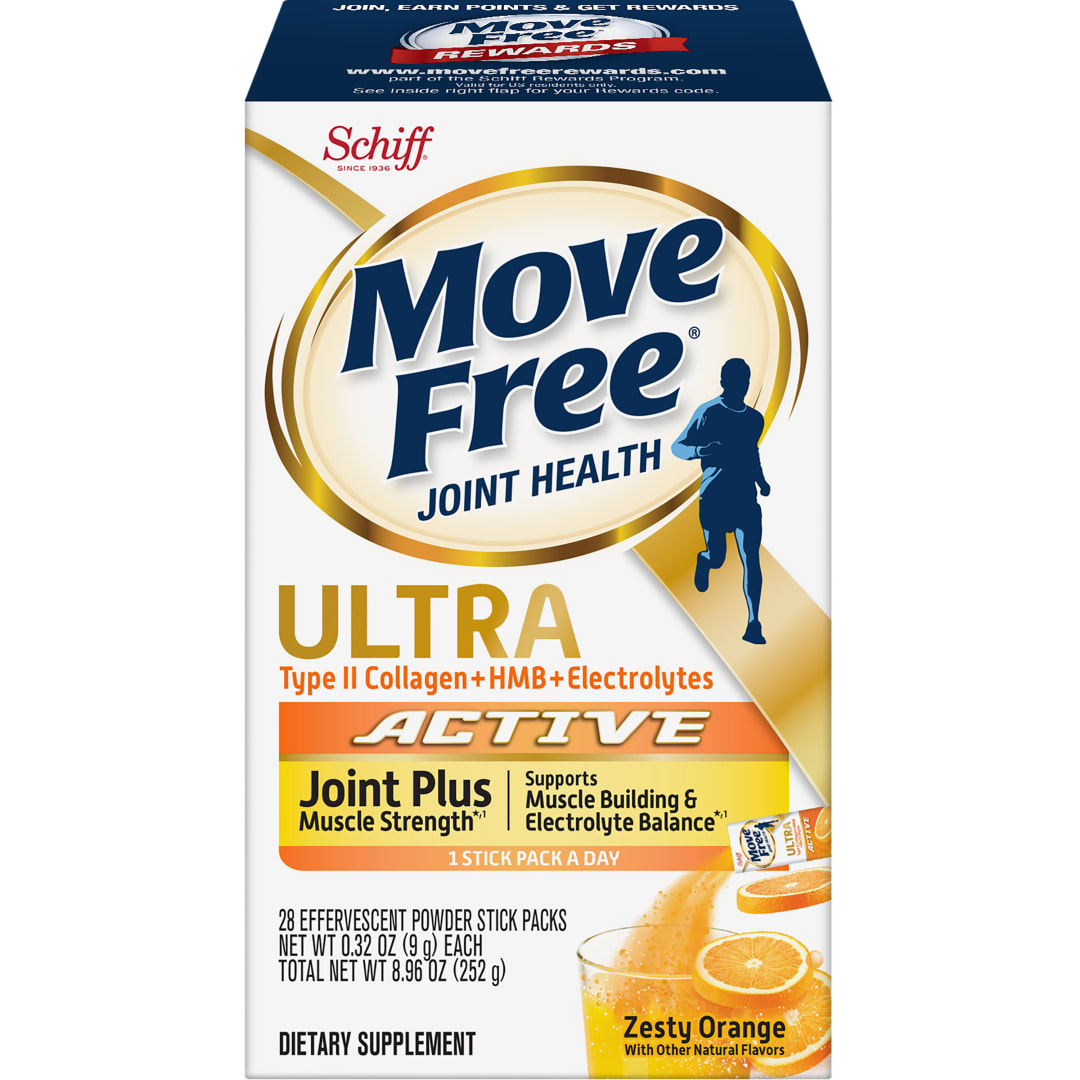 MOVE FREE® Ultra Joint Plus Stronger Muscle (UCII + HMB + electrolytes) 12/28 ct.