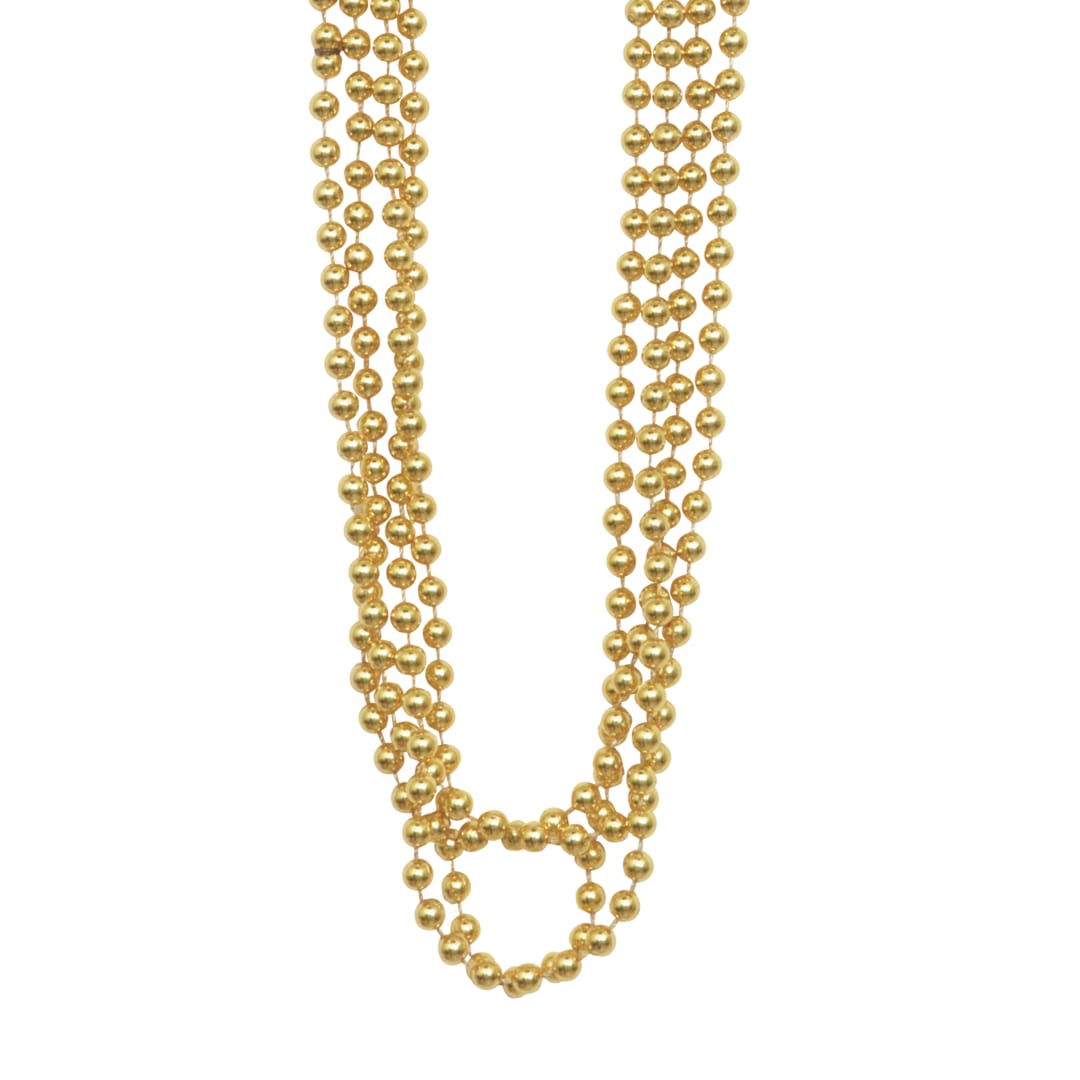 Gold Metallic Bead Necklaces 32", 4ct