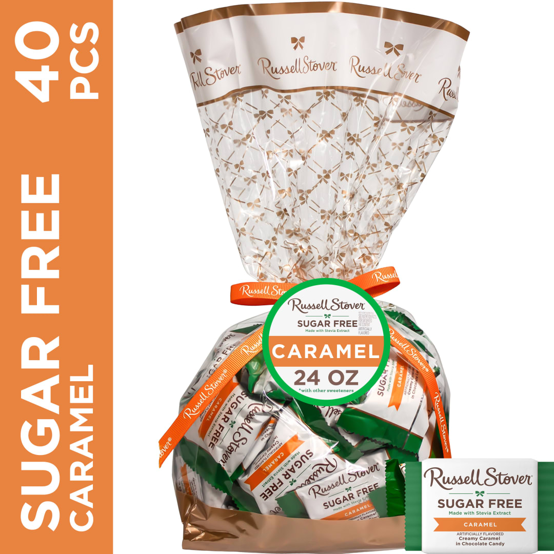 RUSSELL STOVER Sugar Free Caramel Chocolate Candy Gift Bag, 24 oz.