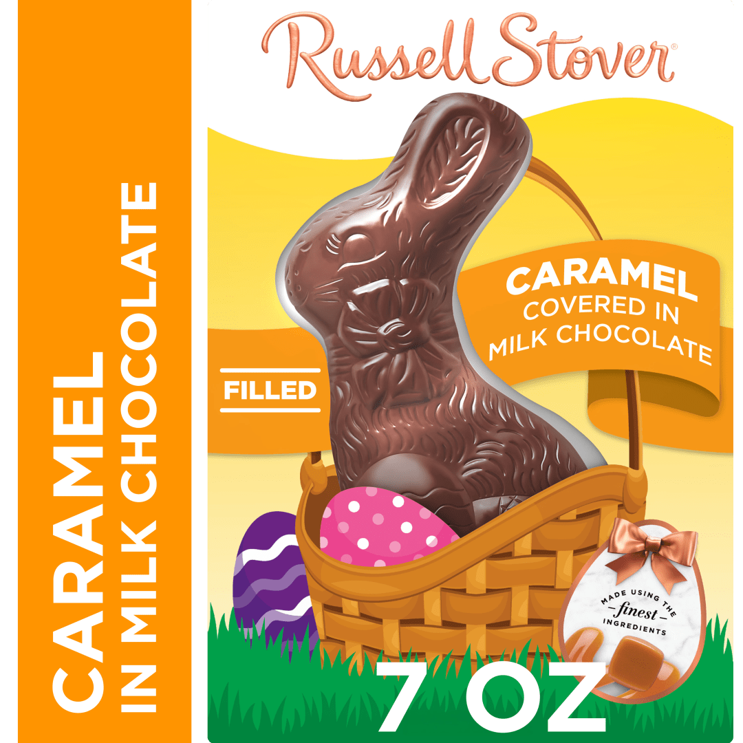 RUSSELL STOVER Easter Bunny Caramel Milk Chocolate Candy Rabbit, 7 oz.