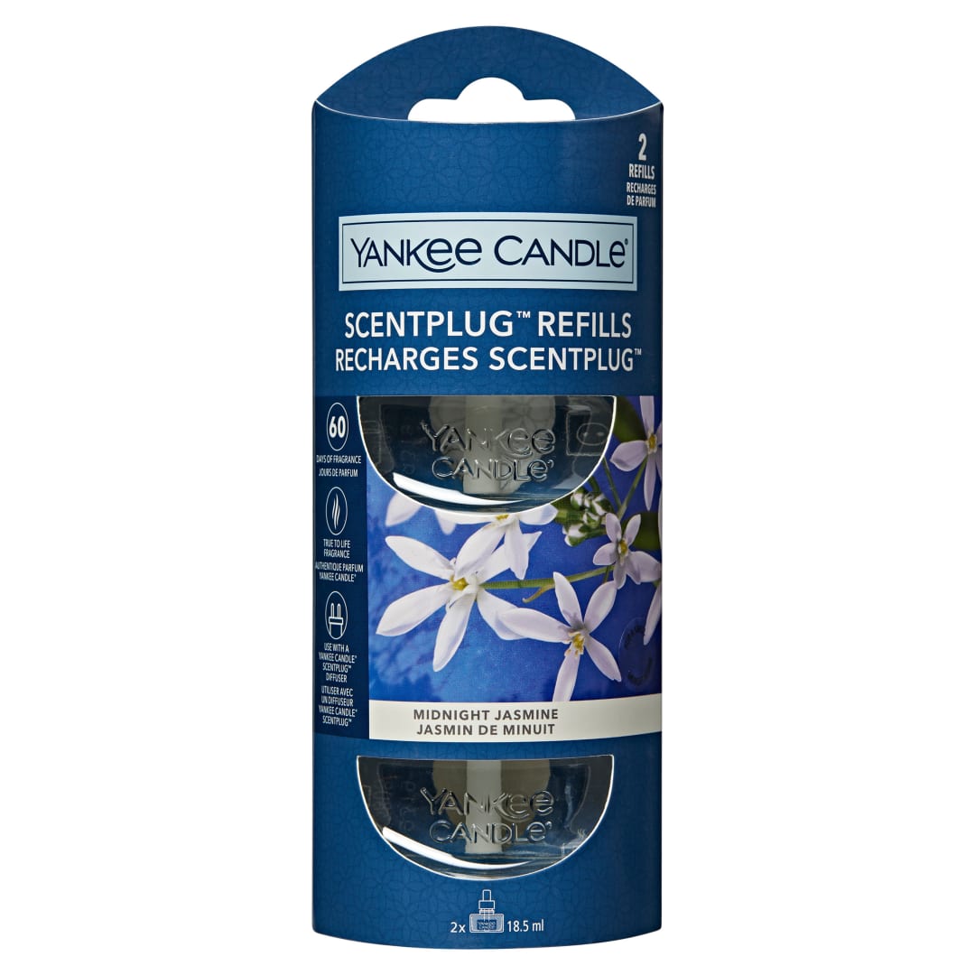 Yankee Candle ScentPlug Recambios de fragancia | Aceite ambientador enchufable Midnight Jasmine | Hasta 60 días de fragancia | 2 unidades