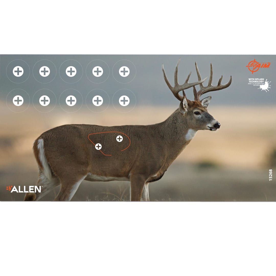 EZ Aim® Reactive Paper Shooting Targets, Whitetail Target, 24"W x 13"H, 3-Pack, Multi-Color