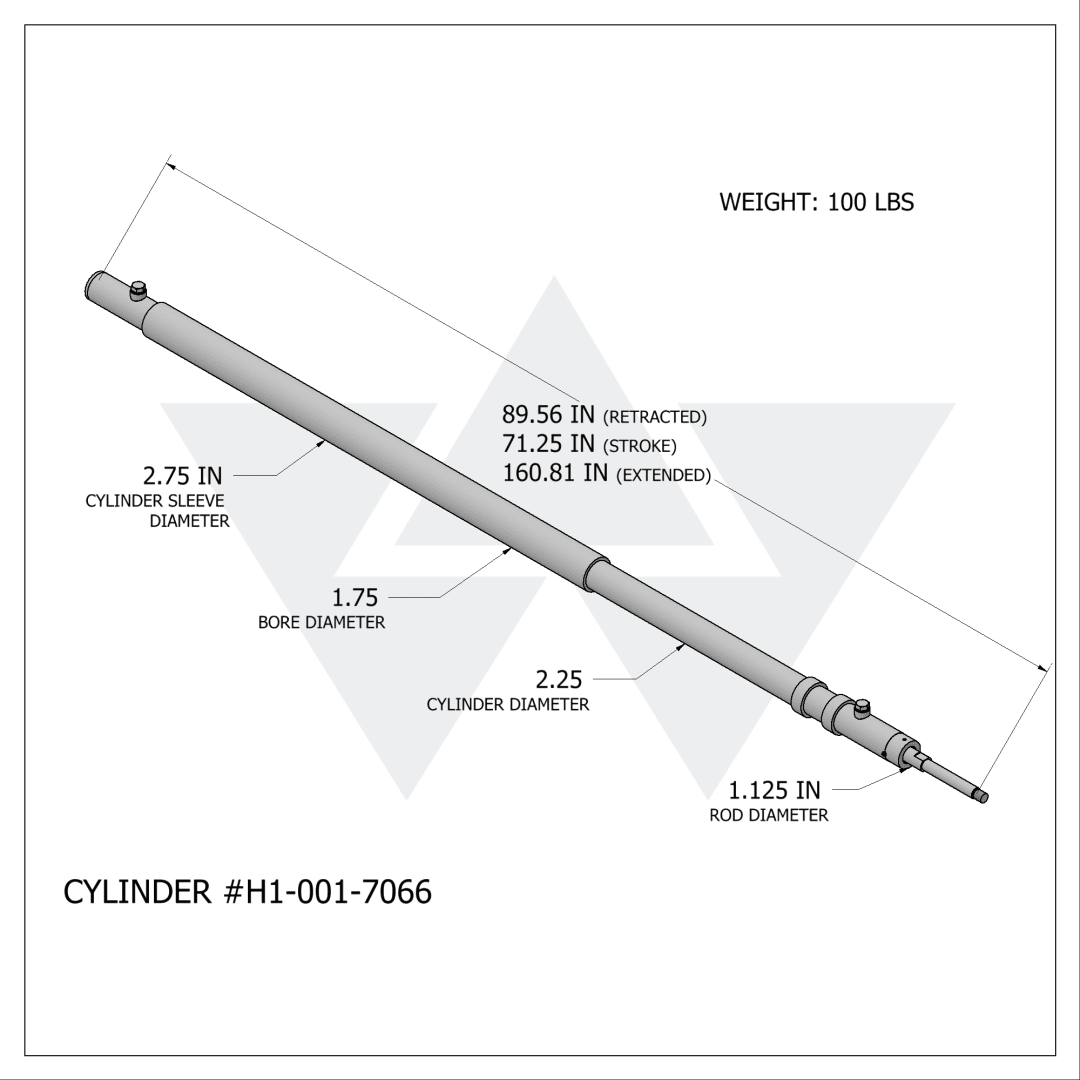 Wastebuilt® Replacement for Heil In/Out Cylinder (1.75" X 1.125" X 71.25")