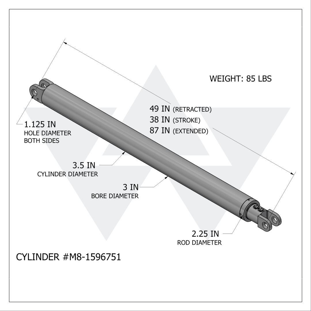 Wastebuilt® Replacement for McNeilus Cylinder,3.00X2.25X38.00,Hard,Tailgate,FL
