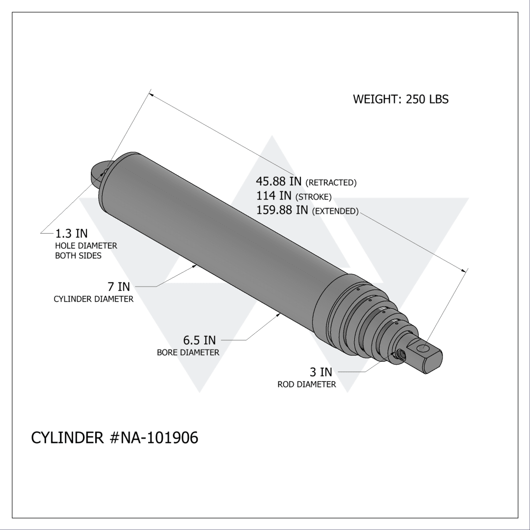 Wastebuilt® Replacement for New Way Ejector Cylinder (6"-5"-4"-3" X 114")