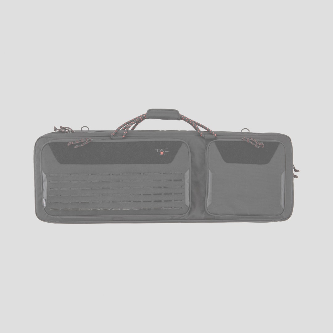 Tac-Six™ Lockable 2-Firearm Tactical 38" Gun Case, Laser Cut Molle Front, Black