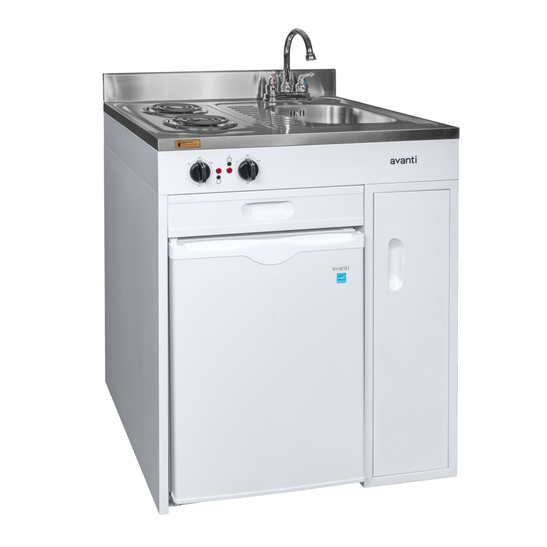 Avanti 30" Compact Miniature Kitchen, Stainless Steel Countertop, in White (CK3016)