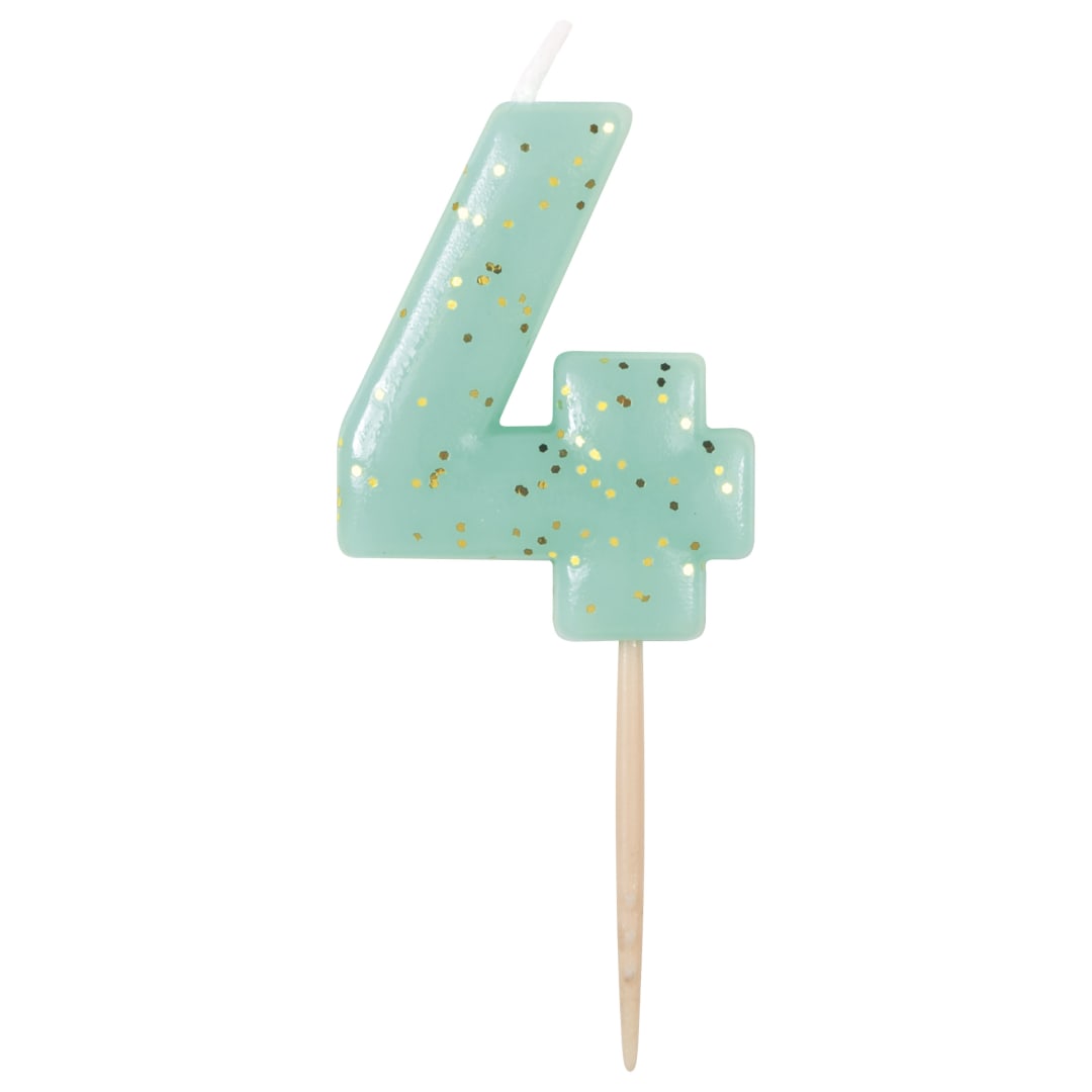 Mini Gold Glitter Pastel Number 4 Pick Birthday Candle