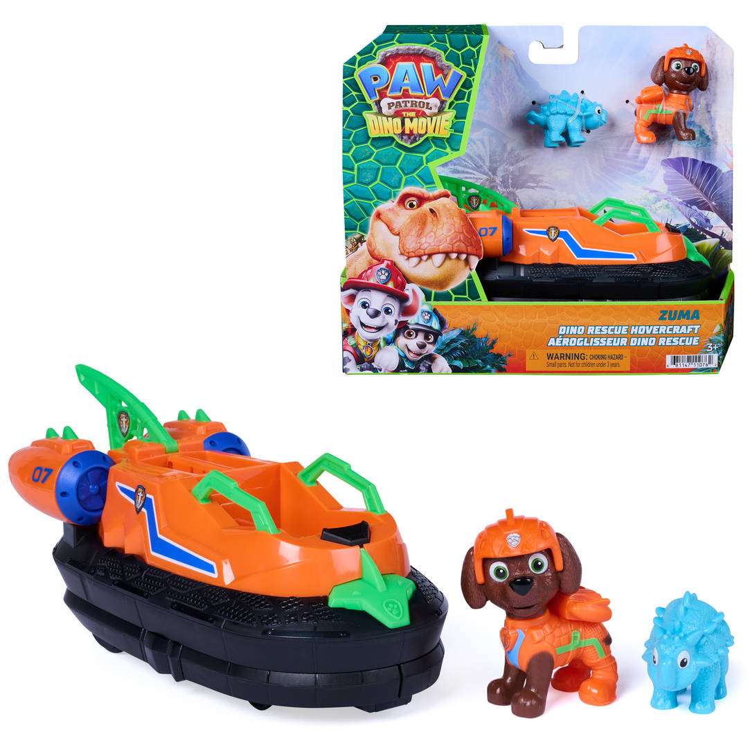 PAW Patrol The Dino Movie Zuma Dino Rescue Hovercraft Toy Vehicle