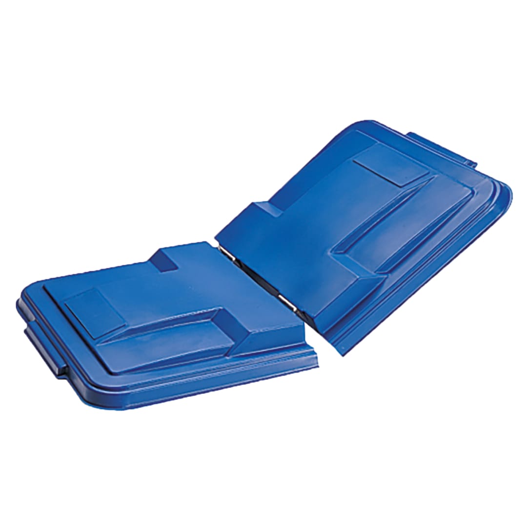 1 Cubic Yard Removable Split Lid hinges in center for Universal or Towable Mobile Trucks - Blue