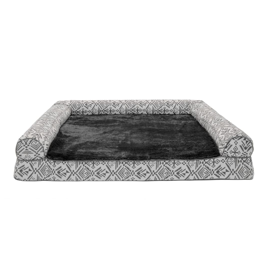 FurHaven Southwest Kilim Orthopedic Sofa Pet Bed, Boulder Gray, Jumbo/XL