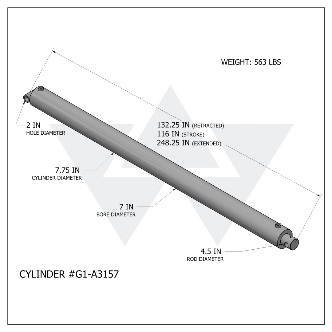 Galbreath™ Double Acting Cylinder (7" X 4.5" X 116")