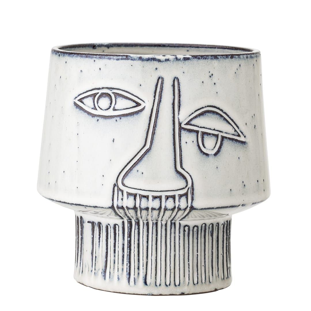 82044746 - Sacad Flowerpot, White, Stoneware STOCK: 300
