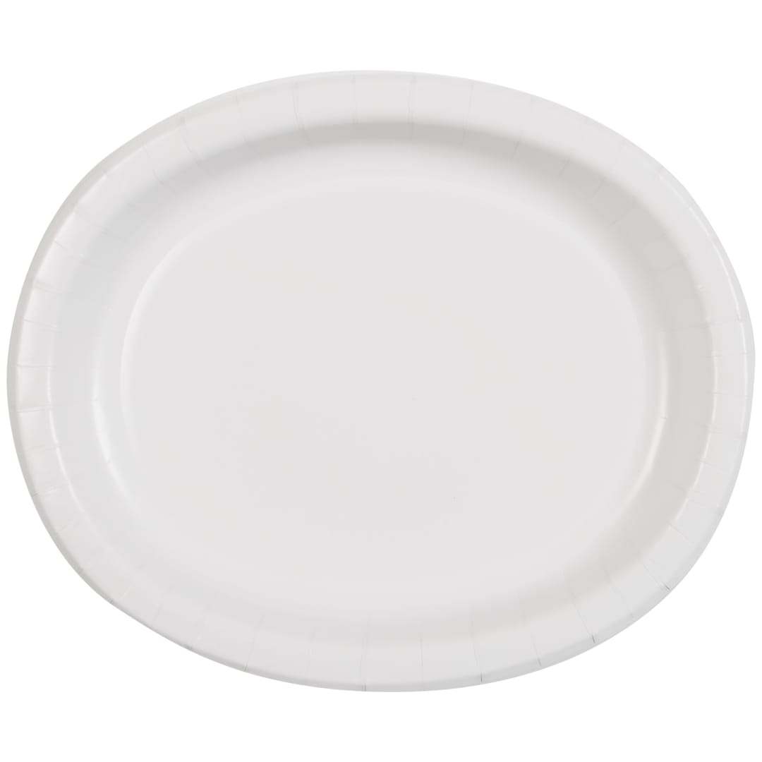 Bright White Solid Oval Plates, 8ct