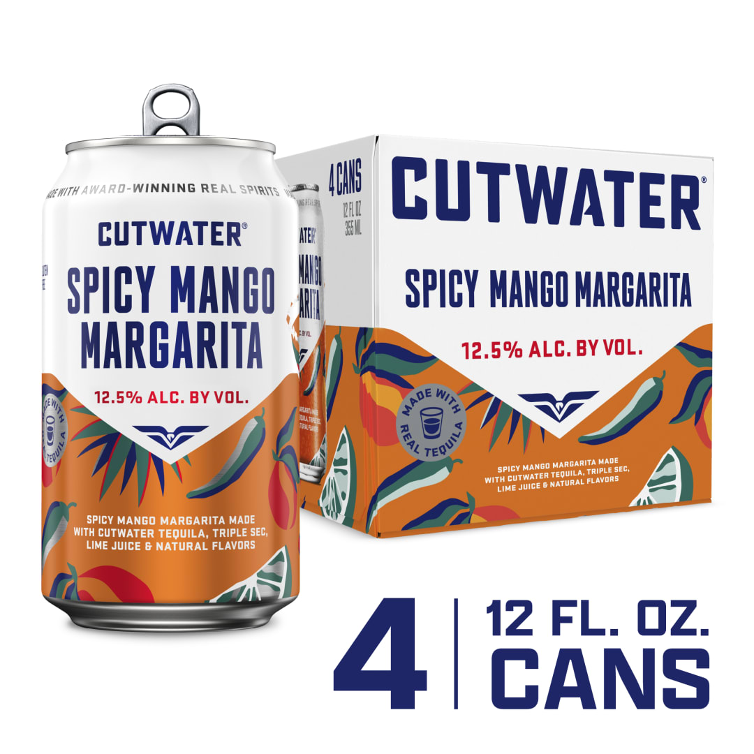 Cutwater Tequila Spicy Mango Margarita 4 Pack, 12 fl oz Cans